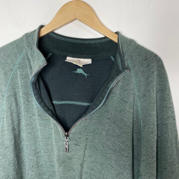 Tommy Bahama Reversible Pullover Sweater Men's 2XL Green Cotton Blend 1/4 Zip - Picture 2 of 10